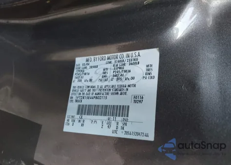 2004 Ford Ranger Xlt from USA, damaged, VIN 1FTZR15E44PB02115